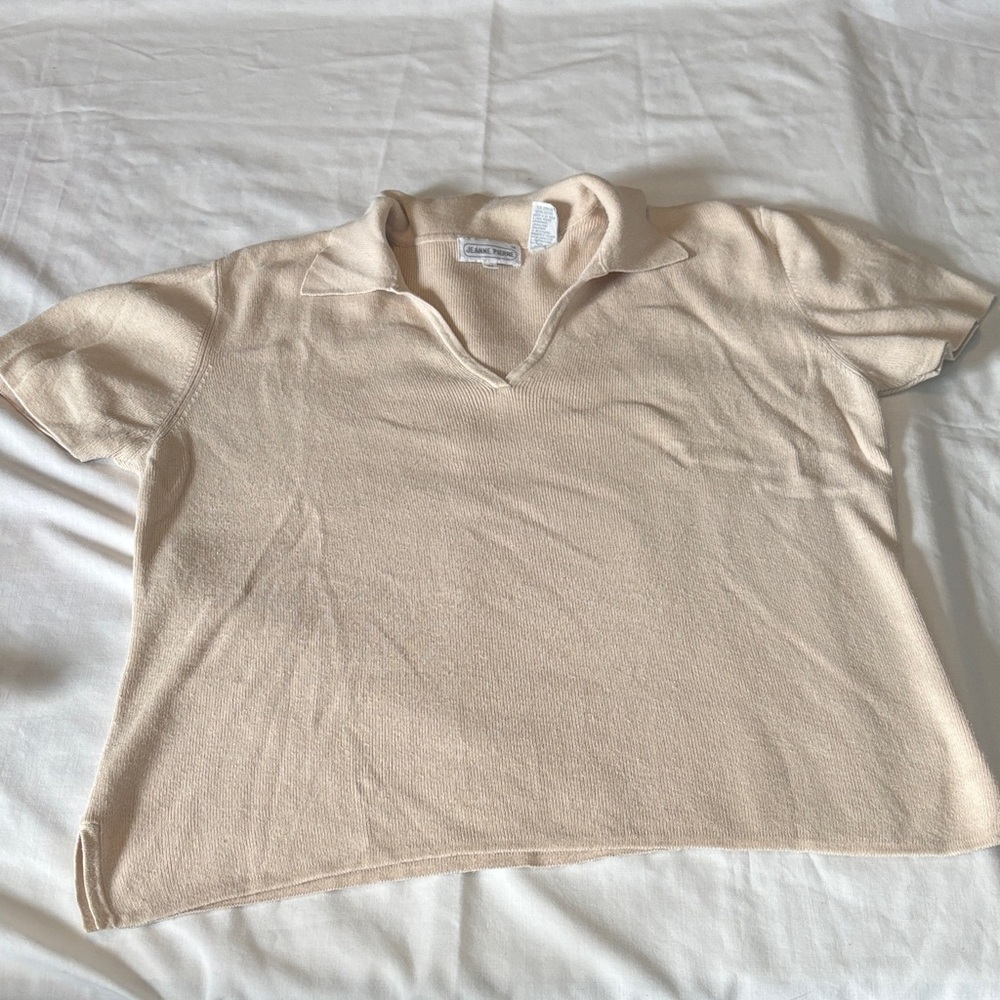 Jeanne Pierre Cream Knit Top